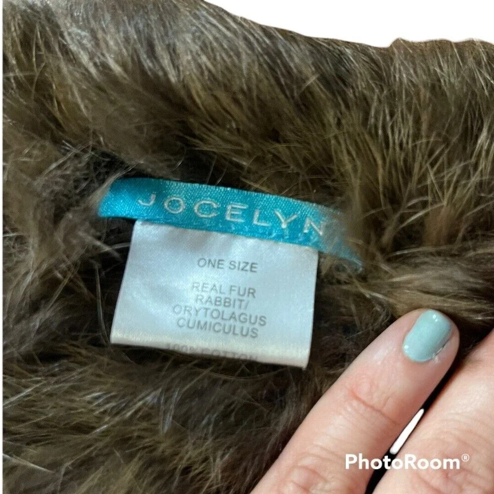 Jocelyn Fur Rabbit Fur Knitted Scarf Brown Infinity two tone